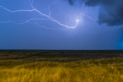 Lightning over Scroby Sands Wind Farm