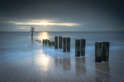 Gorleston on sea beach at sunrise