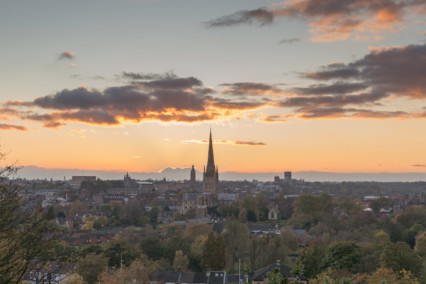 Norwich City at sunset