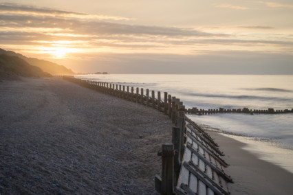 Overstrand at sunset in Norfolk