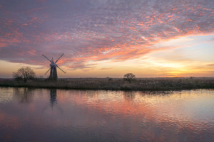 St Benets Level Drainage Mill at Sunset